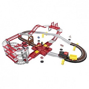 Железная дорога - Магистраль и автотрэк с 1 паровозом, 1 машинкой и переездом (Wincars, YK-2503)