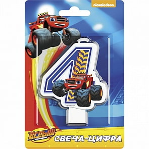 Свеча-цифра №4 - Вспыш, 8 см (Росмэн, 34996)