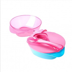 Набор глубоких тарелочек с крышкой и ложкой, 2 шт., розовый (Tommee Tippee, 44671841-1st)