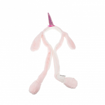 Ободок детский с поднимающимися ушками Хлоп-Ушки – Единорог розовый 