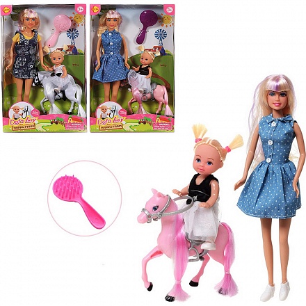 Кукла с дочкой на лошадке, с аксессуарами  