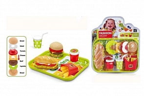 Набор продуктов - Фаст Фуд на подносе (Junfa Toys, XJ326H-28)