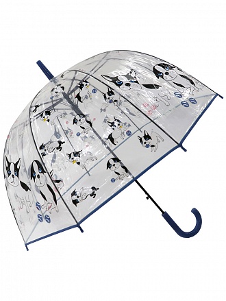 Зонт-трость Puppies прозрачный купол темно-синий 