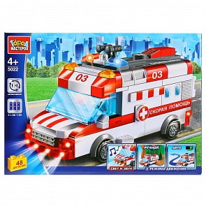 Конструктор Город Мастеров – Машина скорой помощи, 48 деталей, свет и звук (Город Мастеров, 5022-ZH)