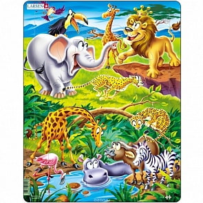 Пазл Животные сафари, 18 деталей (Larsen, US16)
