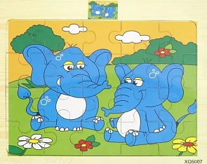 Пазл деревянный – Слоники (Junfa Toys, XQ5007)