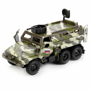 Металлический броневик 12 см., открываются двери и багажник, вращается пушка, инерционный (Технопарк, SB-17-60-A(GN)-WB)