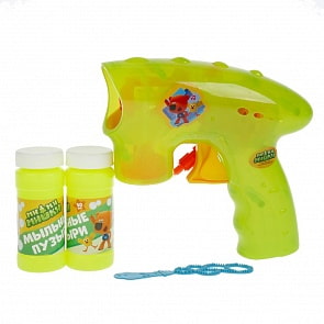 Пистолет механический для пускания мыльных пузырей – Ми-ми-мишки, свет, 2х50мл (Играем вместе, BB323-2C-MMM)