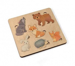Игра развивающая деревянная - Лесные животные, 21 х 21 см. (Десятое королевство, 00764ДК)