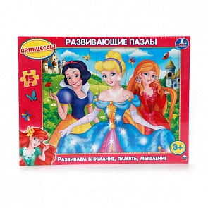 Развивающий пазл в рамке - Принцессы, 15 элементов (Умка, 4690590102169sim)
