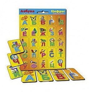 Карточки обучающие – Азбука и цифры на магнитах. Синяя мини (Рыжий кот, АМ-7260)