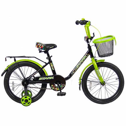 Двухколесный велосипед Lider Stark, диаметр колес 18 дюймов, черный/зеленый 