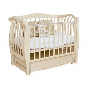 Кровать детская Красная Звезда С 888 Аэлита, резьба с инкрустацией стразами №10, слоновая кость (Красная Звезда, КЗ-С 888_слоновая кость)