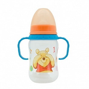 Бутылочка для детского питания - Медвежонок Винни, с силиконовой соской, оранжевый (Lubby, 13606/144/12_оранжевый)