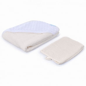 Полотенце с уголком и варежкой - Nuovita Grazia, 100x100 см, махра/вельбоа, кремовый / crema (Nuovita, DPOL_1604)