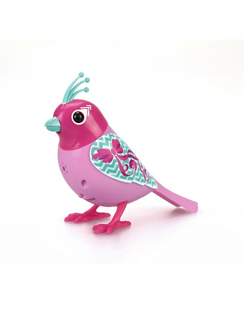 Птичка DigiFriends с большой клеткой и кольцом, розовая голова и светло-розовое туловище 
