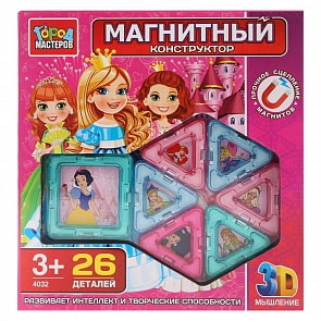 Конструктор магнитный для девочек, 26 деталей (Город мастеров, DT-4032-R)