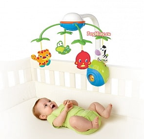 Мобиль музыкальный Bright Starts Сафари, 5 мелодий и зеркало (Bright Starts, 8352st)