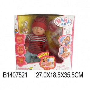 Пупс, умеет пить и писать, сосет соску, с аксессуарами (Baby Doll, B1407521sim)