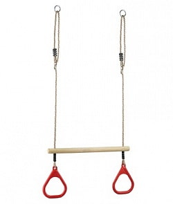 Кольца гимнастические с трапецией, цвет - красный (Perfetto Sport, PS-310)