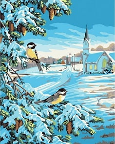 Раскраски по номерам - Картина «Снежная зима», 40 х 50 см. (Белоснежка, 520-CG)