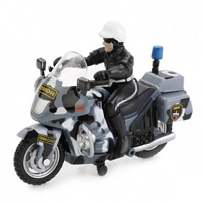 Металлическая инерционная модель – Мотоцикл ОМОН с фигуркой (Технопарк, CT-1247-7sim)