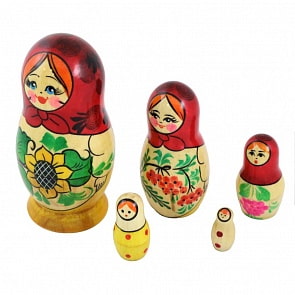 Матрешка деревянная – Подсолнухи, 5 в 1 (Десятое Королевство, 02713ДК)