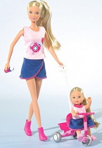 Куклы Штеффи и Еви на велосипеде (Simba, 5735868)