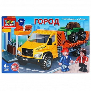 Конструктор Автосервис с Газоном Некст и фигурками, 141 деталь (Город мастеров, 3328-KK)