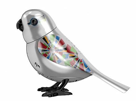 Интерактивная серебряная птичка с кольцом 