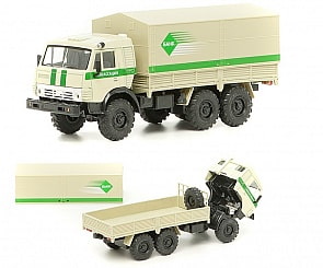 КАМАЗ Инкассация с откидной кабиной и съемным тентом, свет, звук 1:43 (Технопарк, KAMAZ-08sim)