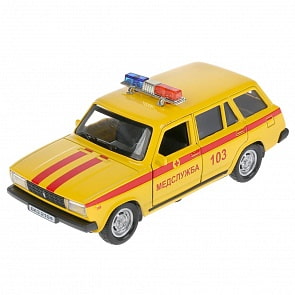 Машина Медслужба Жигули ВАЗ-2104 12 см желтая металлическая инерционная (Технопарк, 2104-12AMB-YE)