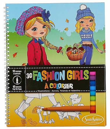 Набор для детского творчества - Раскраски с фломастерами - Модные девочки 