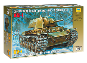 Модель для склеивания - Советский тяжелый танк КВ-1 образца 1940 г. с пушкой Л-11 (Звезда, 3624з)