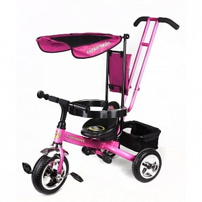 Велосипед 3-х колесный с ручкой, подножка, малиновый (Super Trike, XG18819-T12Psim)