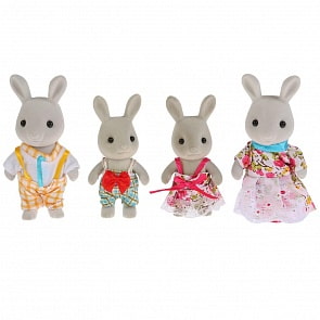 Набор из 4-х флокированных фигурок - Семья зайчиков (ZY914793) (ассортимент)