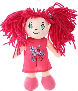 Кукла мягконабивная в малиновом платье, 20 см (Junfa Toys, M6034)