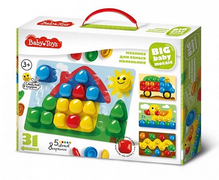 Мозаика для самых маленьких – Baby Toys, диаметр детали 4 см, 5 цветов, 31 элемент 