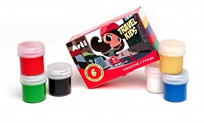 Краски гуашевые - Travel Kids, 6 цветов по 20 мл, 120 мл (Arti, К000264)