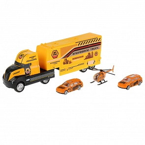 Автовоз инерционный с машинками и вертолетом, открываются двери, разные цвета (B1694268) (ассортимент)