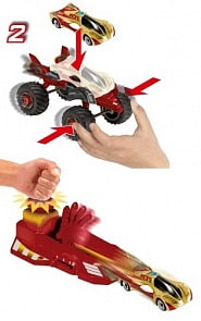 Набор Железный Человек: пусковая установка, 2 машинки и дополнительное шасси (MAJORETTE,3089790)