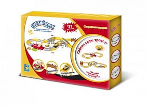 Гибкий трек - Стройплощадка, 177 деталей, мост, переезд, ворота, шарик, 2 металлические машинки, 1 машина на батарейках (1toy, Т16185)