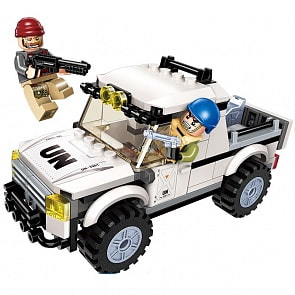 Конструктор с фигурками и аксессуарами – Джип, 128 деталей (Enlighten Brick, BRICK3201 (С)