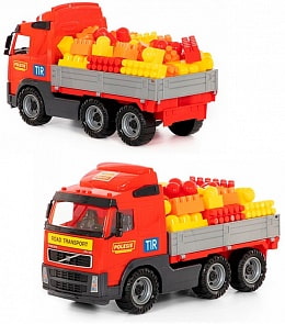 Автомобиль бортовой Volvo, конструктор Супер-Микс 60 элементов (Полесье, 9739)