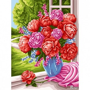 Рисование по номерам на холсте – Красные пионы, 40 х 50 (Фабрика Творчества, B111)