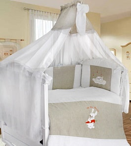 Комплект в кроватку из 7 предметов Labeillebaby Мой милый Зайка белый (Labeillebaby, 00-0010844 белый)