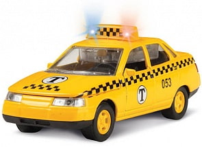 Инерционная металлическая машина Lada 2110 - Такси, свет, звук 1:43 (Технопарк, CT10-110-7)