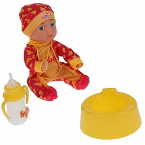 Кукла Буба 15 см пьет писает горшок бутылочка (Карапуз, Y15BB-DP-BOOBA-RU)