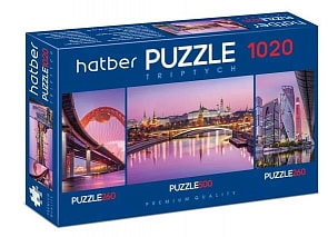 Пазл Premium 260+500+260 элементов – Triptych 3 картинки в 1 коробке: Огни города (Hatber, 1020ПЗ2-19531)