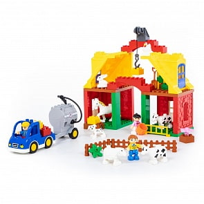 Конструктор из серии Макси - Весёлая ферма, 65 элементов, в коробке (Полесье, П-77561)